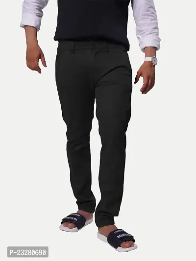 Rad prix Men Solid Cotton Black Carrot fit Chinos Trousers-thumb2