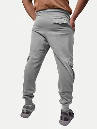 Rad prix Men Cool Light Grey Cotton Textured Cargo Joggers-thumb3