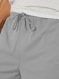 Mens Silver Melange Solid Knitted Casual Shorts-thumb1