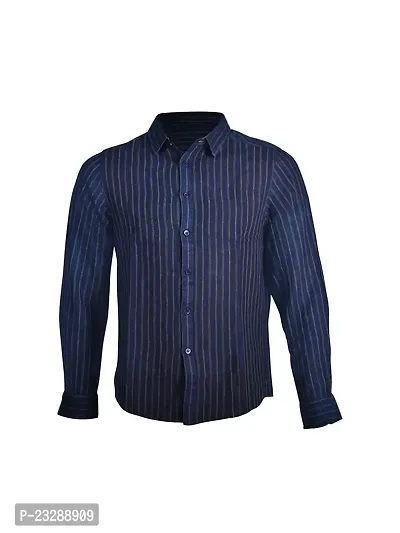 Rad prix Men Blue Striped Full Sleeves Shirt-thumb0