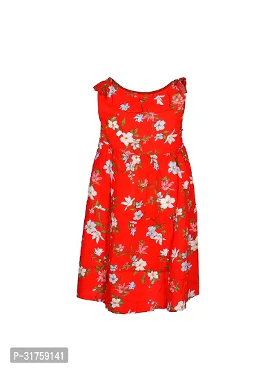 Teen Girls Red Printed Summer Dress