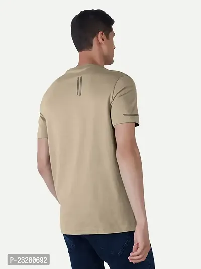 Rad prix Men Beige Polyester Active Crew Neck T-Shirt-thumb4