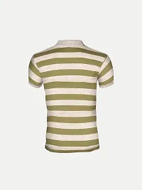 Mens Apple Green Fashion Striped Cotton Polo T-Shirt-thumb3