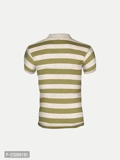 Mens Apple Green Fashion Striped Cotton Polo T-Shirt-thumb4