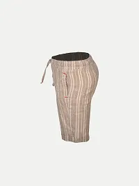 Boys Pin Stripe Beige Cotton  Shorts-thumb2