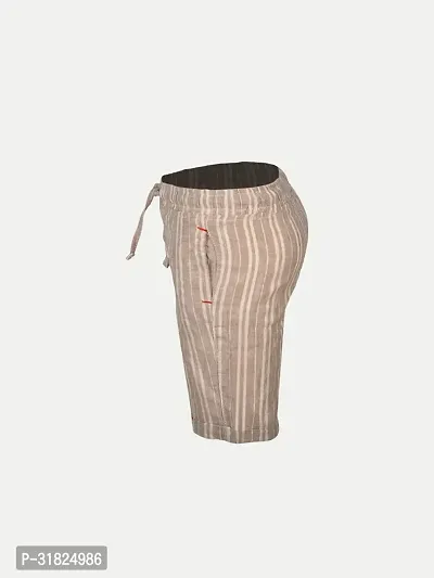 Boys Pin Stripe Beige Cotton  Shorts-thumb3