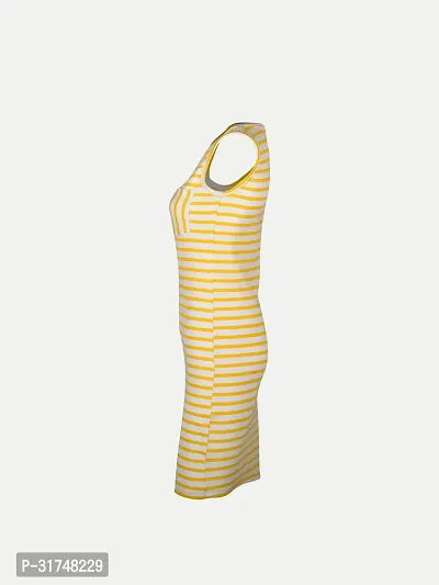 Women Yellow Stripe Knitted rib Sleeveless Dress-thumb3