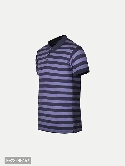 Mens Black Fashion Striped Cotton Polo T-Shirt-thumb2