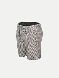 Boys Striped Grey Cotton  Shorts-thumb1