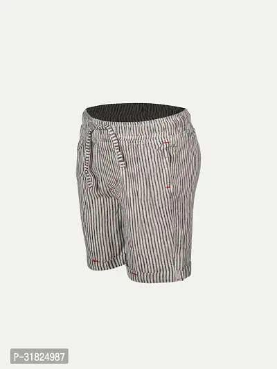 Boys Striped Grey Cotton  Shorts-thumb2