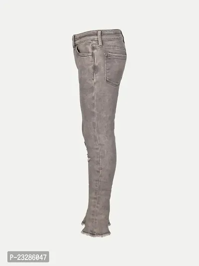 Rad prix Girls Grey Denim Pant with Slash-at-The-Knee-thumb3