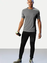 Rad prix Men Grey Polyester Active Crew Neck T-Shirt-thumb3