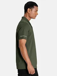 Rad prix Men Basic Green Polyester Polo Collared T-Shirt-thumb2