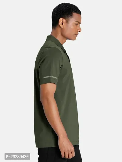 Rad prix Men Basic Green Polyester Polo Collared T-Shirt-thumb3