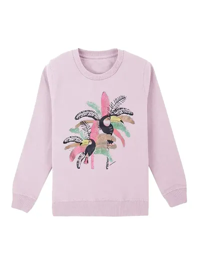 Rad prix Girls Pink Printed Melange Sweatshirt