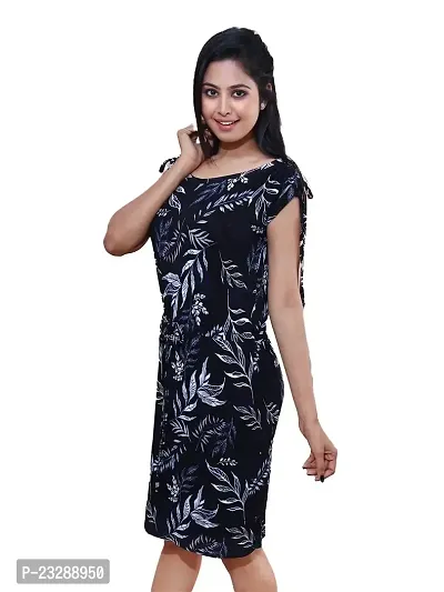 Rad prix Women Printed Black Midi Dress-thumb0