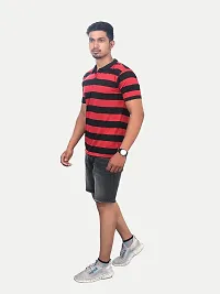 Rad prix Men Red and Black Thick Stripes Regular fit T-Shirt-thumb2