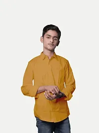 Men Solid Yellow Pure Cotton Formal Shirt-thumb1