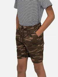 Boys Military Green Checked shorts-thumb1