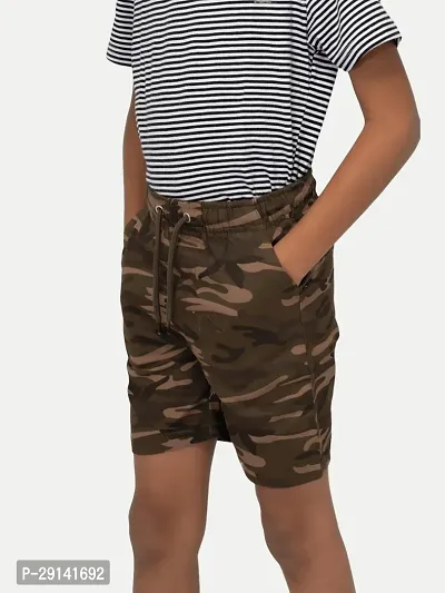 Boys Military Green Checked shorts-thumb2