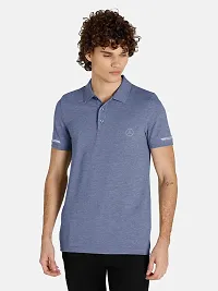 Rad prix Men Basic Blue Polyester Polo Collared T-Shirt-thumb2