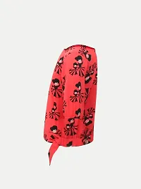 Trendy Red Cotton Printed Top For Girls-thumb2