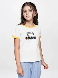 Teen Girls Ringer White Printed Crew Neck T-Shirt-thumb2