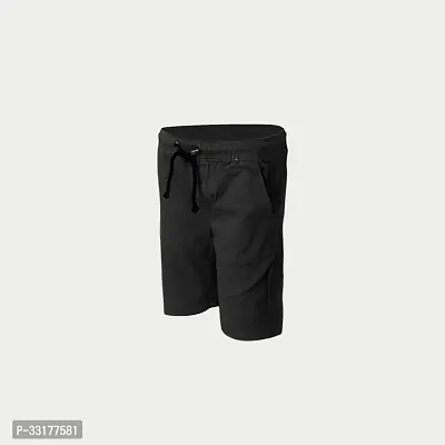 Elegant Black Cotton Solid Shorts For Boys-thumb2