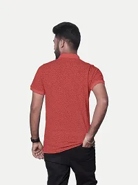 Men Red Ditsy Printed Polo T-Shirt-thumb3