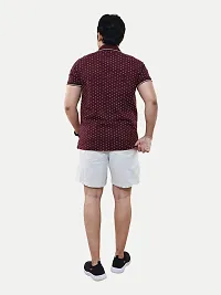 Rad prix Men Burgundy Ditsy Printed Casual Loose Fit Polo T-Shirt-thumb3