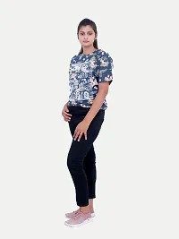 Rad prix Women Floral Printed Tees -Blue Colour-thumb2