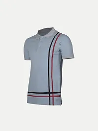 Rad prix Men Multi Color Stripe Cotton Contrast Tipping Slim Fit Polo T-Shirt for Men-thumb1