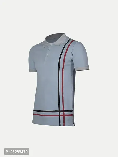 Rad prix Men Multi Color Stripe Cotton Contrast Tipping Slim Fit Polo T-Shirt for Men-thumb2