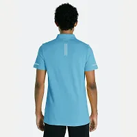 Rad prix Men Basic Light Blue Polyester Polo Collared T-Shirt-thumb4