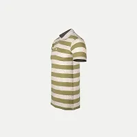 Mens Apple Green Fashion Striped Cotton Polo T-Shirt-thumb1