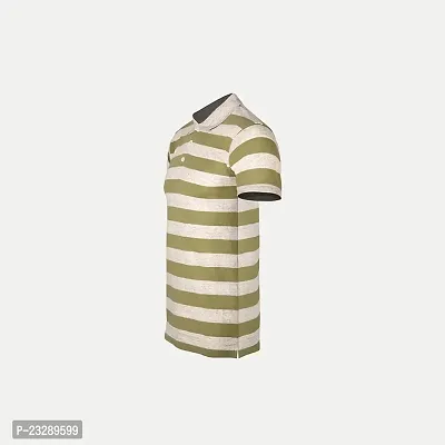 Mens Apple Green Fashion Striped Cotton Polo T-Shirt-thumb2