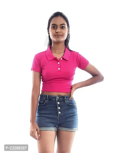 Rad prix Women Pink Cropped (T -Shirts)-thumb0