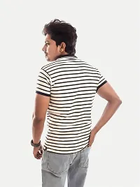 Mens Dark Grey Fashion Striped Cotton Polo T-Shirt-thumb3