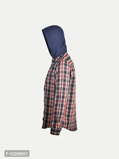 Rad prix Mens Red Checked Hoody Shirt-thumb3