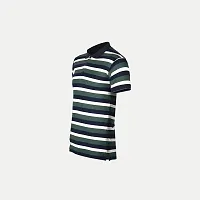 Stylish Black Striped Cotton Polos For Men-thumb1