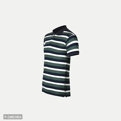 Stylish Black Striped Cotton Polos For Men-thumb2