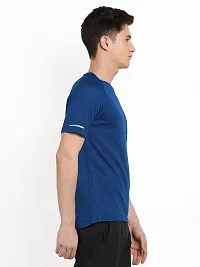 Rad prix Men Blue Textured Sports T-Shirt-thumb2