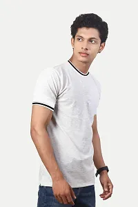 Rad prix Men White Round Neck Tee with Sleeve Print-thumb1