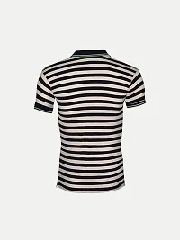 Mens Black Fashion Striped Cotton Polo T-Shirt-thumb3