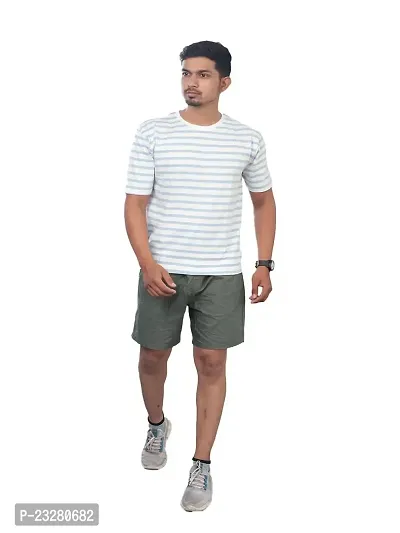 Rad prix Men White Stripped Cotton Casual T-Shirt-thumb0