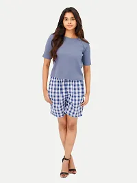 Classic Cotton Checked Short for Women-thumb1