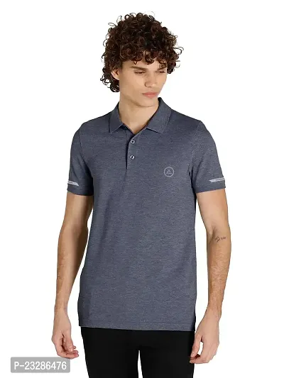 Men Basic Grey Polyester Polo T-Shirt-thumb0