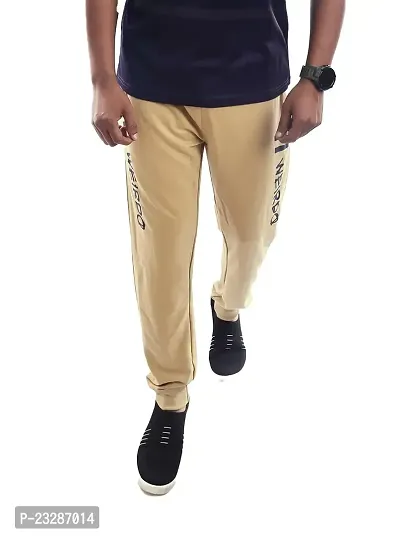 Rad prix Men Camel Solid Elasticated Cotton Activewear Printed Joggers