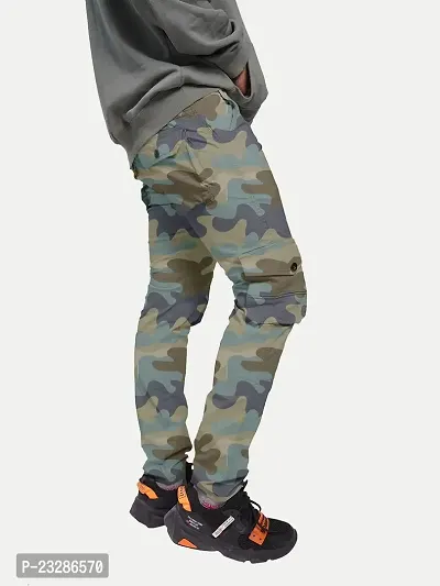 Rad prix Men Grey Camoflauge Elasticated Cotton Cargo Joggers-thumb2