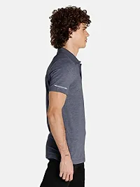 Men Basic Grey Polyester Polo T-Shirt-thumb1